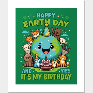 Happy Earth Day It's My Birthday Born On Earth Day 2024 Boys Girls Posters and Art